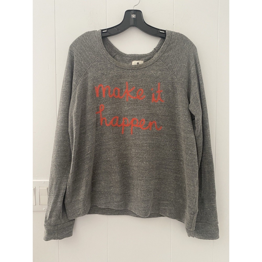 SUNDRY Charcoal Grey "Make It Happen" Embroidered Sweatshirt Size 3 / L